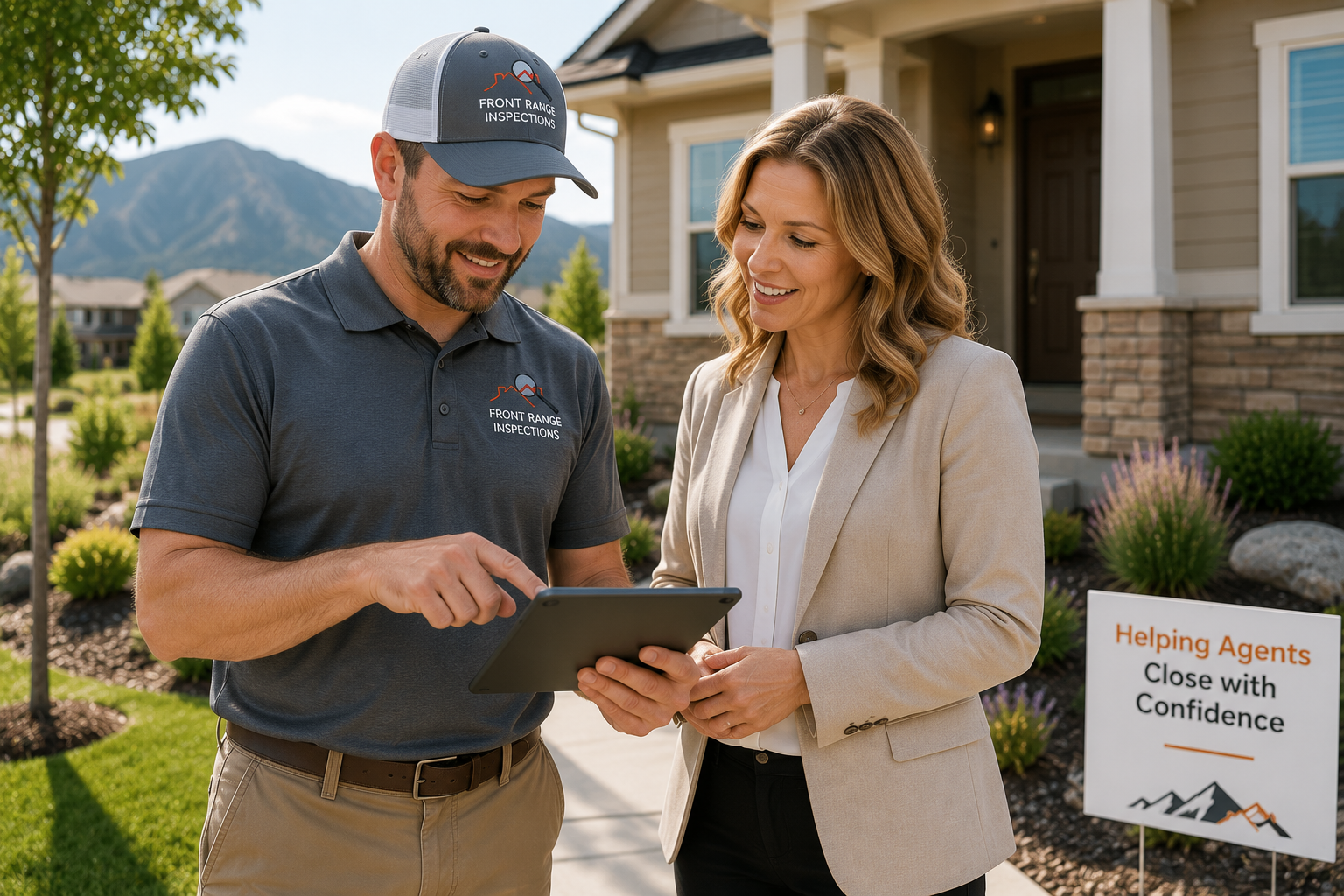 Home inspector reviewing a property with agents