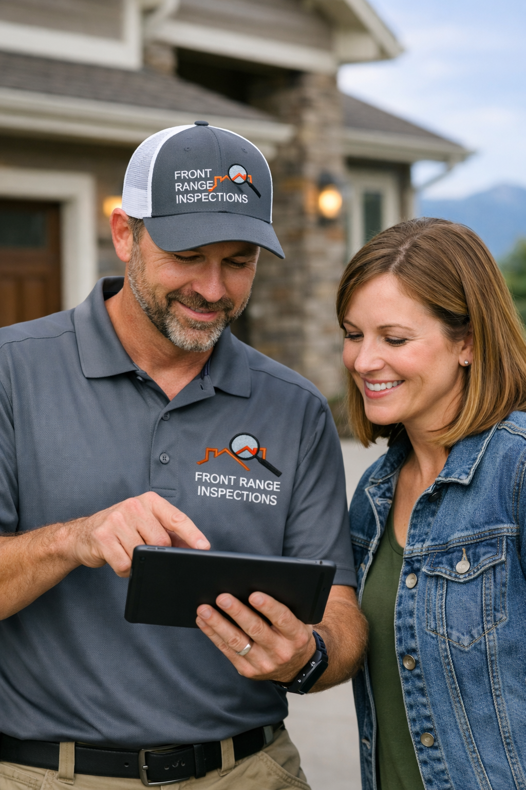 Inspector reviewing with client